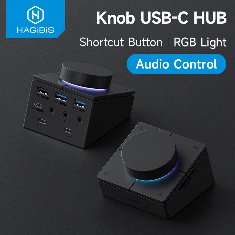 Esports Gaming Splitter - Hagibis ลูกบิด USB C Hub พร้อมปุ่มลัด