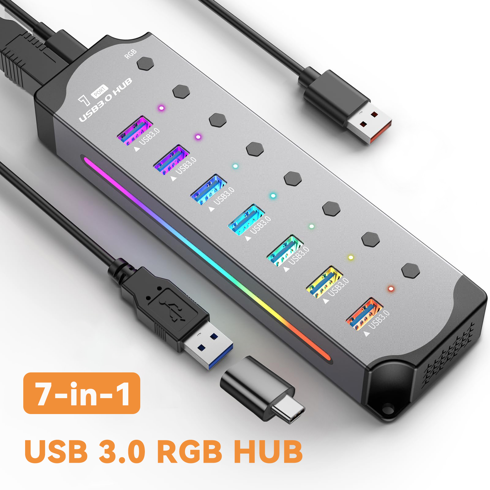 Esports Gaming Splitter - USB 3.0 Hub ความเร็วสูง USB 7-in-1