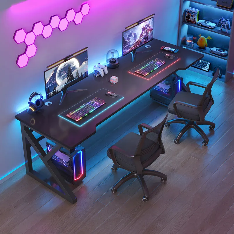 Esports Gaming Chair - โต๊ะคอมพิวเตอร์แบบคู่ ดีไซน์ทันสมัย เรียบง่าย เหมาะสำหรับเล่นเกมที่บ้าน ห้องนอน โต๊ะอีสปอร์ต