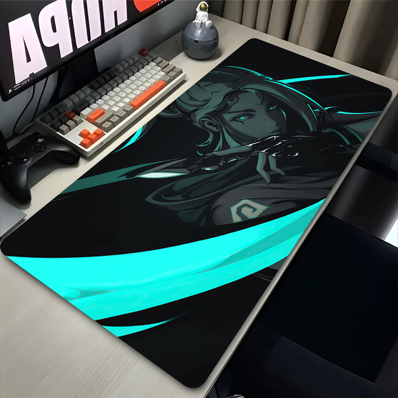 Esports Gaming Pad - แผ่นรองเมาส์เกม Valorant Jett XXL อุปกรณ์เสริมสำหรับเล่นเกมสำนักงาน แผ่นรองคีย์บอร์ดสำหรับเกมเมอร์
