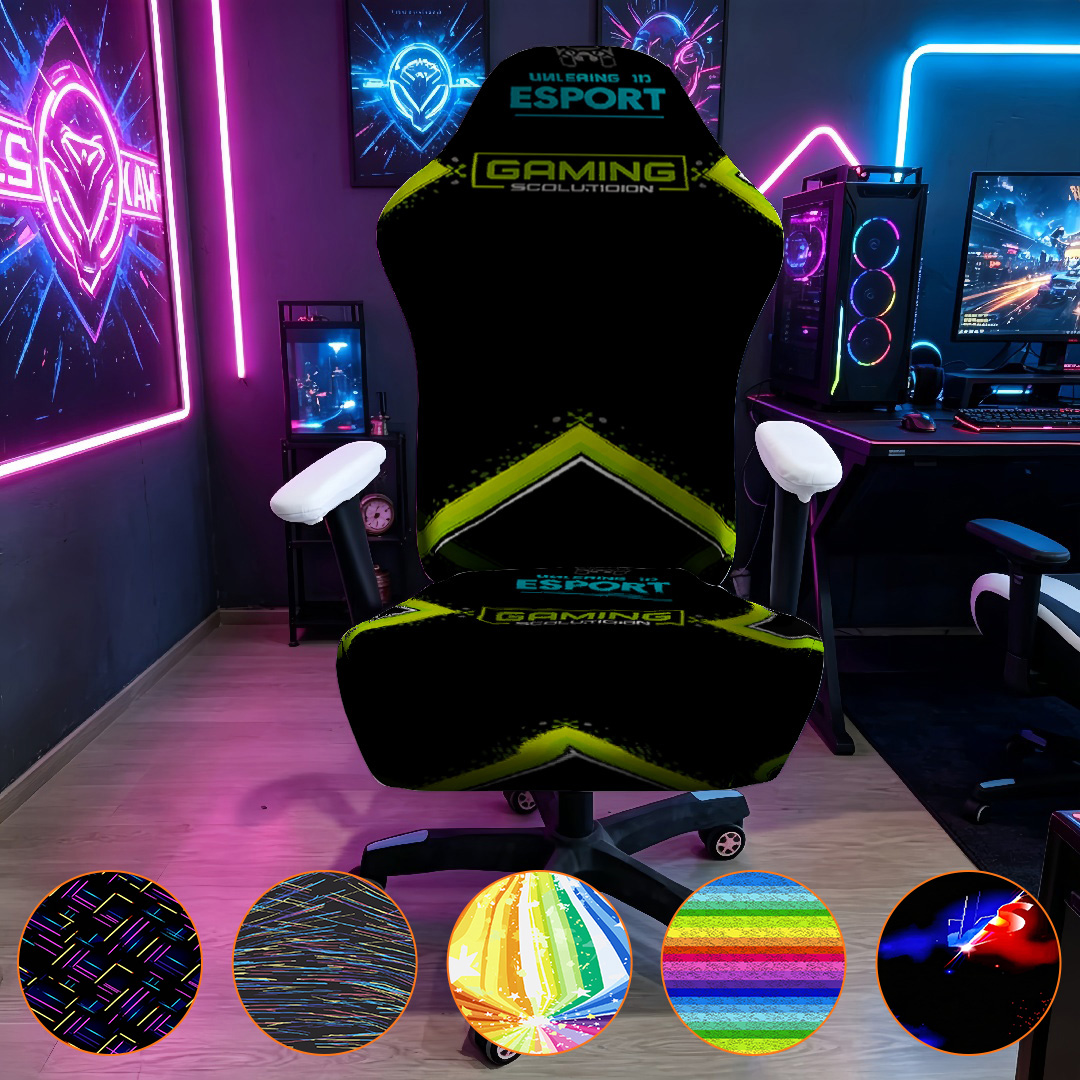 Esports Gaming Logo - ผ้าคลุมเก้าอี้เกมมิ่งแบบยืดได้สูง ซักได้ กันลื่น ใช้ได้กับเก้าอี้ทั่วไป พิมพ์ลายโลโก้ Esport