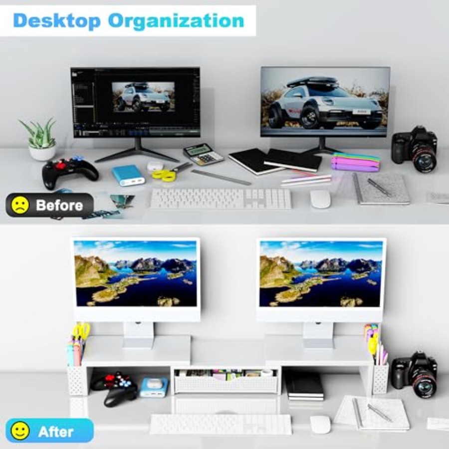 อุปกรณ์จัดระเบียบโต๊ะทำงานโลหะ - Dual Monitor Stand บทวิจารณ์และราคา